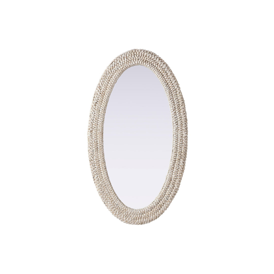 Oval Cornhusk Mirror 24X42 In Linen White - View 3 - Joshua Marshal