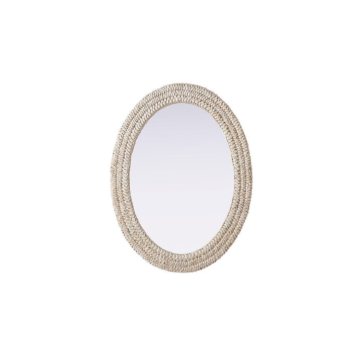 Oval Cornhusk Mirror 27X36 In Linen White - View 3 - Joshua Marshal