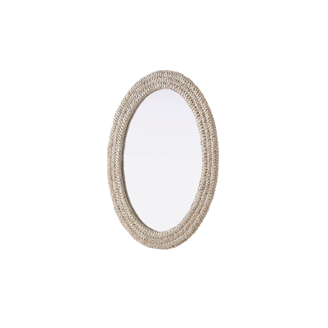 Oval Cornhusk Mirror 27X36 In Linen White - View 4 - Joshua Marshal