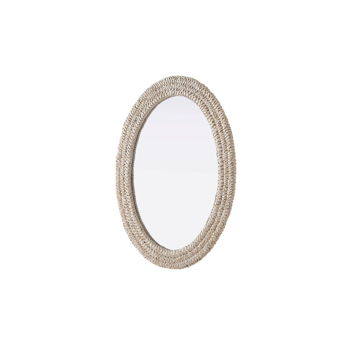 Oval Cornhusk Mirror 27X36 In Linen White - View 4 - Joshua Marshal