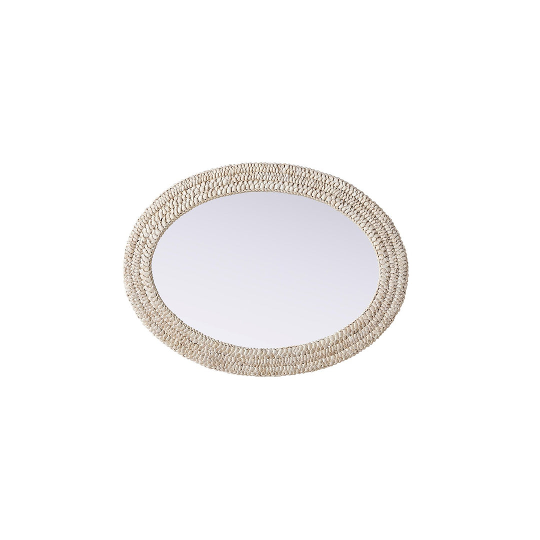 Oval Cornhusk Mirror 27X36 In Linen White - View 5 - Joshua Marshal