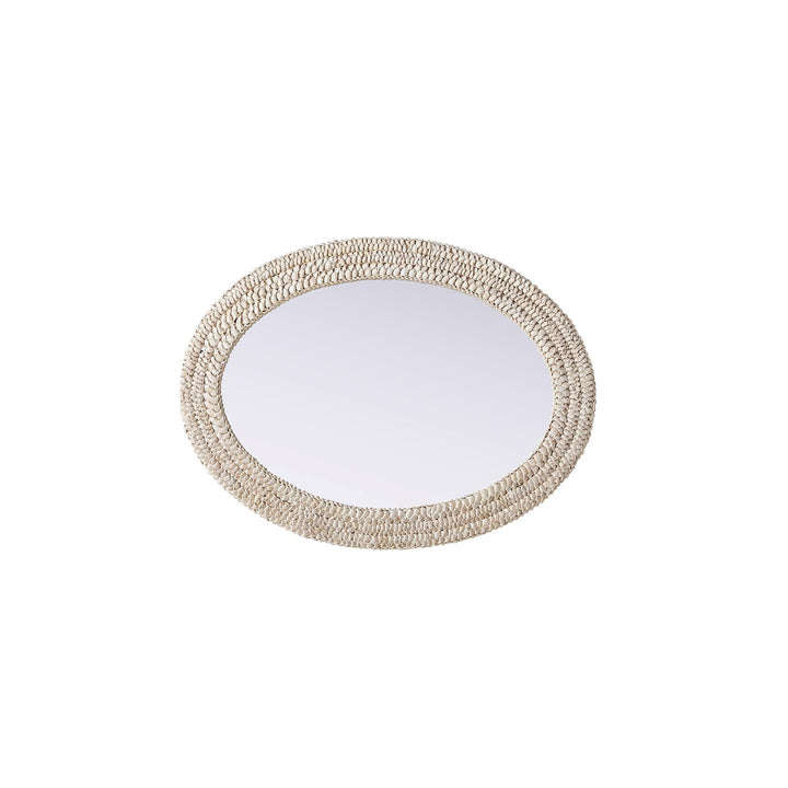 Oval Cornhusk Mirror 27X36 In Linen White - View 5 - Joshua Marshal