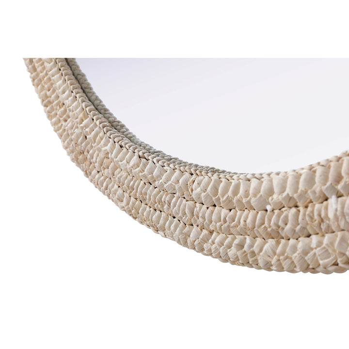 Oval Cornhusk Mirror 27X36 In Linen White - View 6 - Joshua Marshal