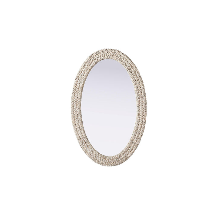 Oval Cornhusk Mirror 27X42 In Linen White - View 3 - Joshua Marshal