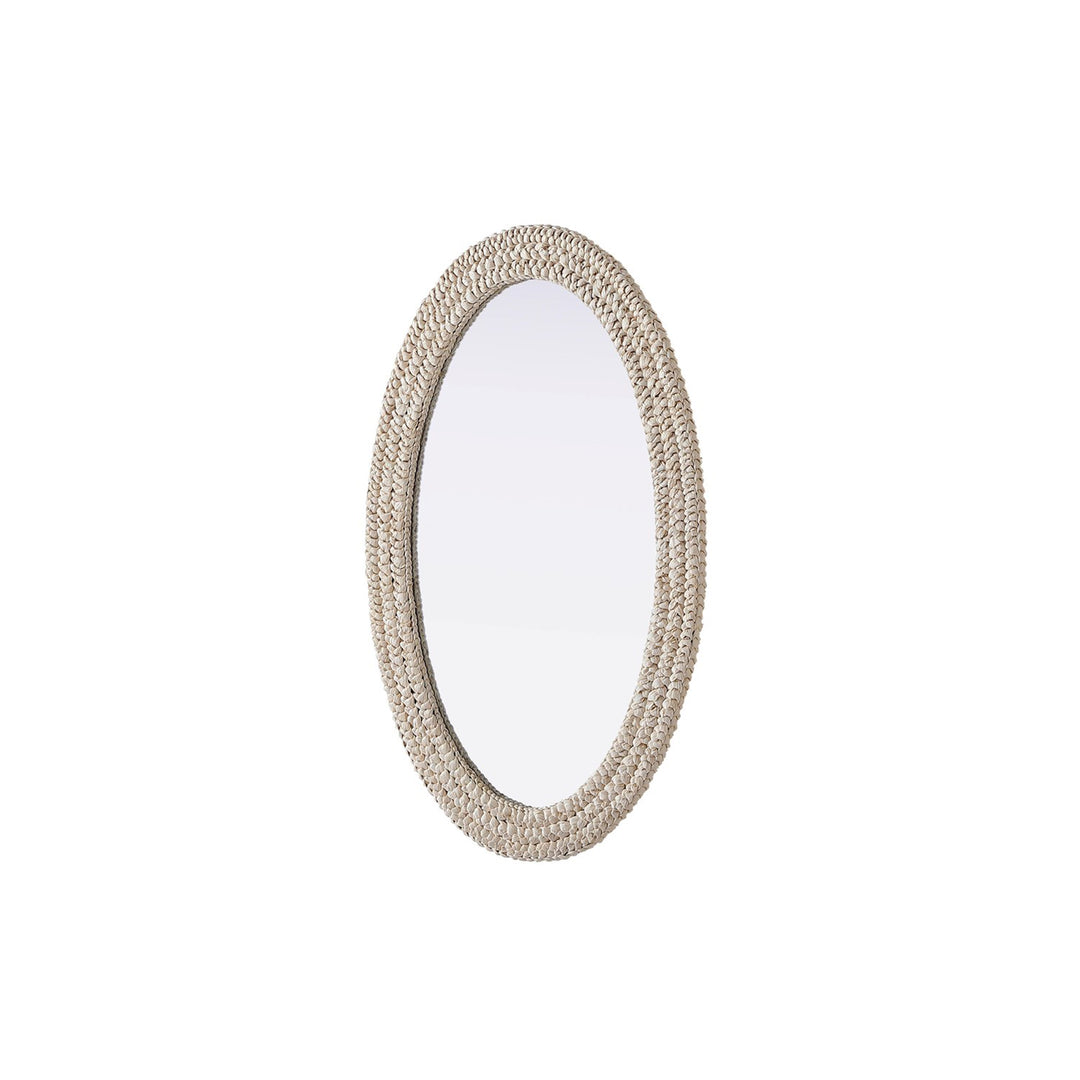 Oval Cornhusk Mirror 27X42 In Linen White - View 4 - Joshua Marshal