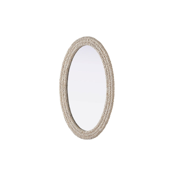Oval Cornhusk Mirror 27X42 In Linen White - View 4 - Joshua Marshal