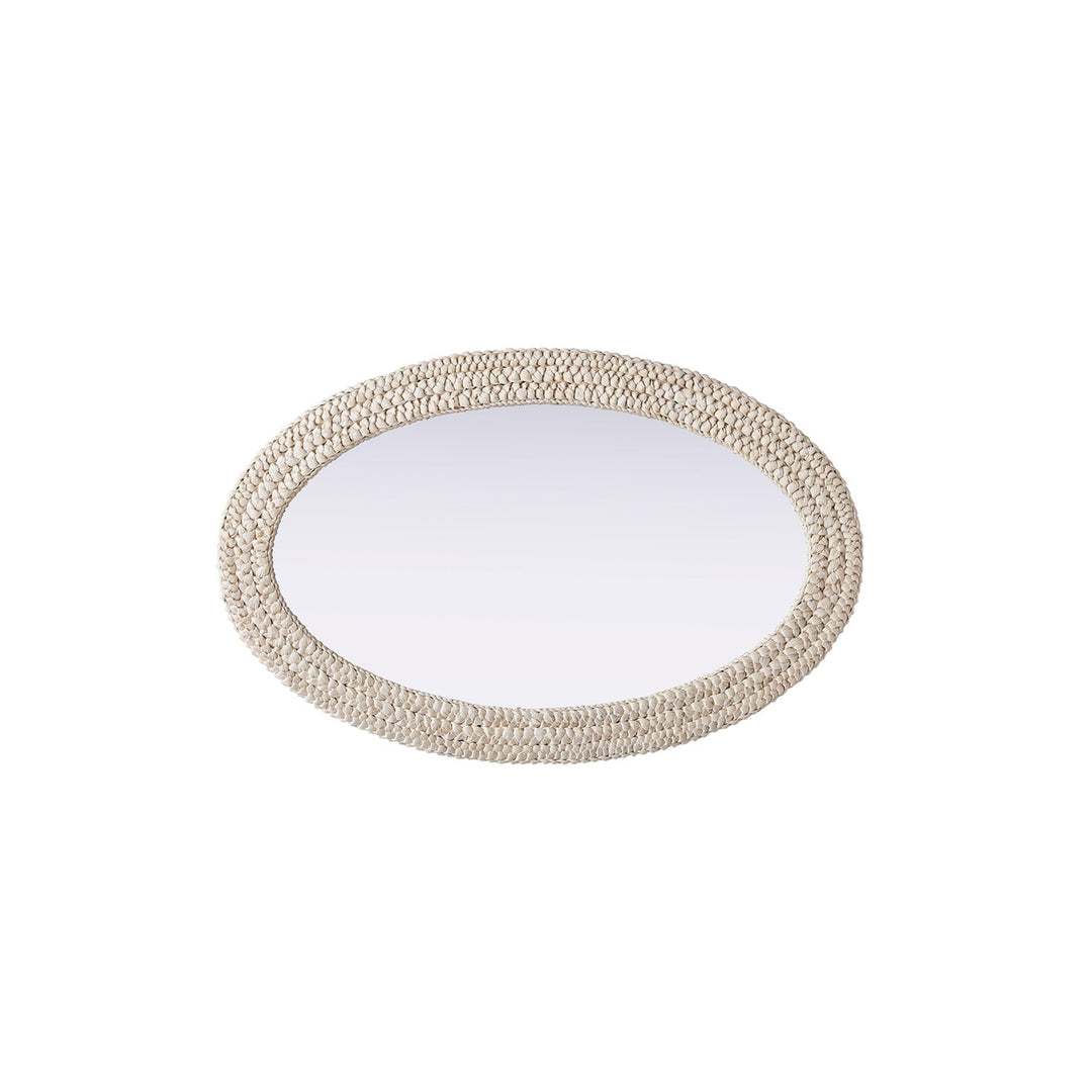 Oval Cornhusk Mirror 27X42 In Linen White - View 5 - Joshua Marshal