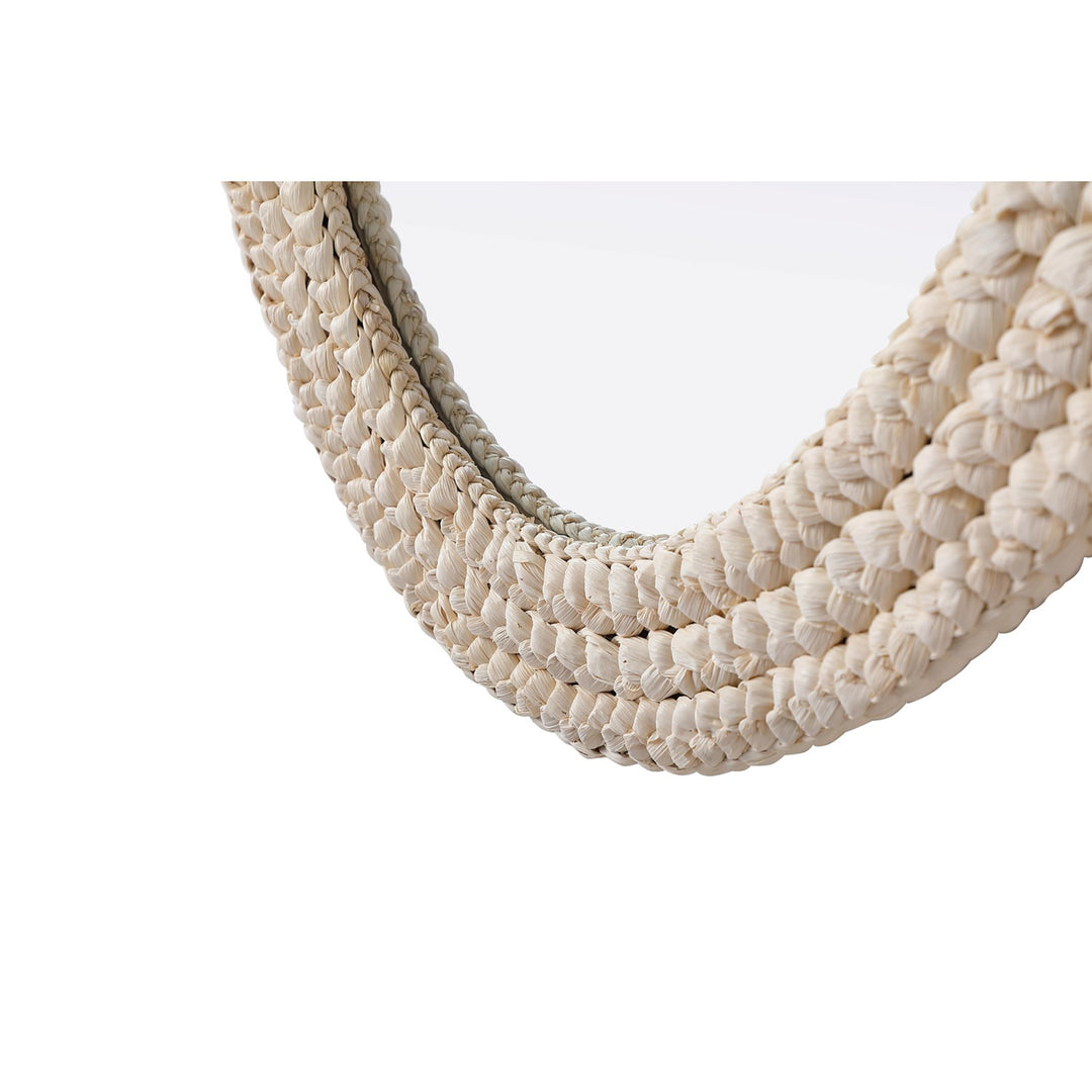 Oval Cornhusk Mirror 27X42 In Linen White - View 6 - Joshua Marshal