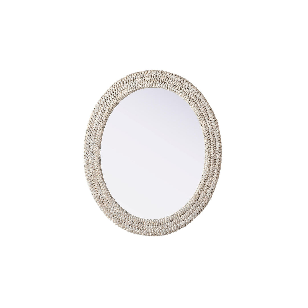 Oval Cornhusk Mirror 30X36 In Linen White - View 3 - Joshua Marshal