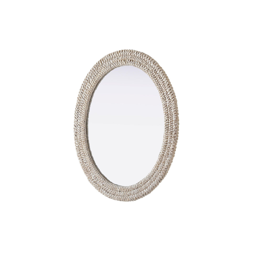 Oval Cornhusk Mirror 30X36 In Linen White - View 4 - Joshua Marshal