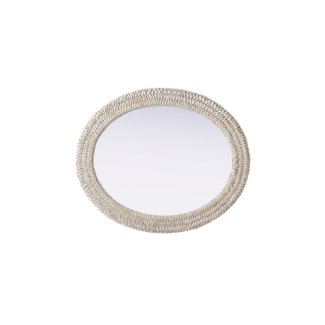 Oval Cornhusk Mirror 30X36 In Linen White - View 5 - Joshua Marshal