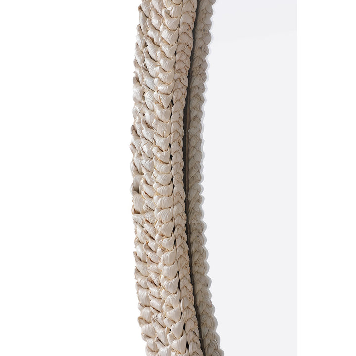 Oval Cornhusk Mirror 30X36 In Linen White - View 6 - Joshua Marshal