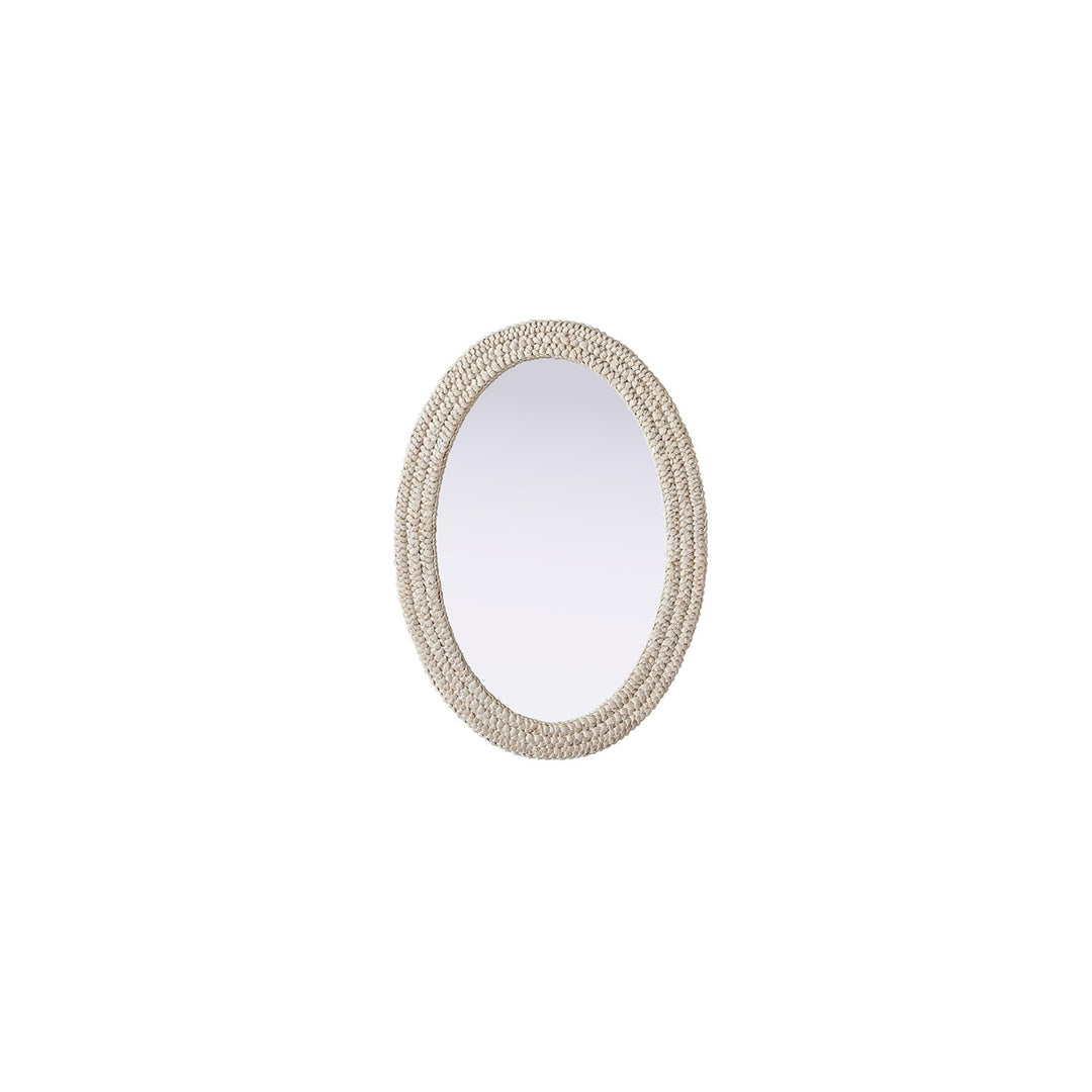 Oval Cornhusk Mirror 30X42 In Linen White - View 3 - Joshua Marshal