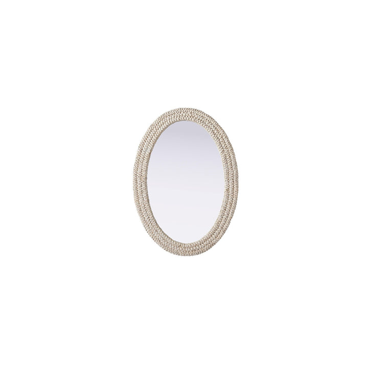Oval Cornhusk Mirror 30X42 In Linen White - View 3 - Joshua Marshal