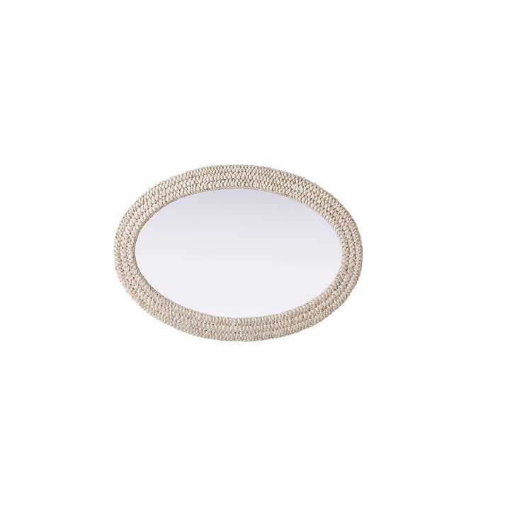Oval Cornhusk Mirror 30X42 In Linen White - View 5 - Joshua Marshal