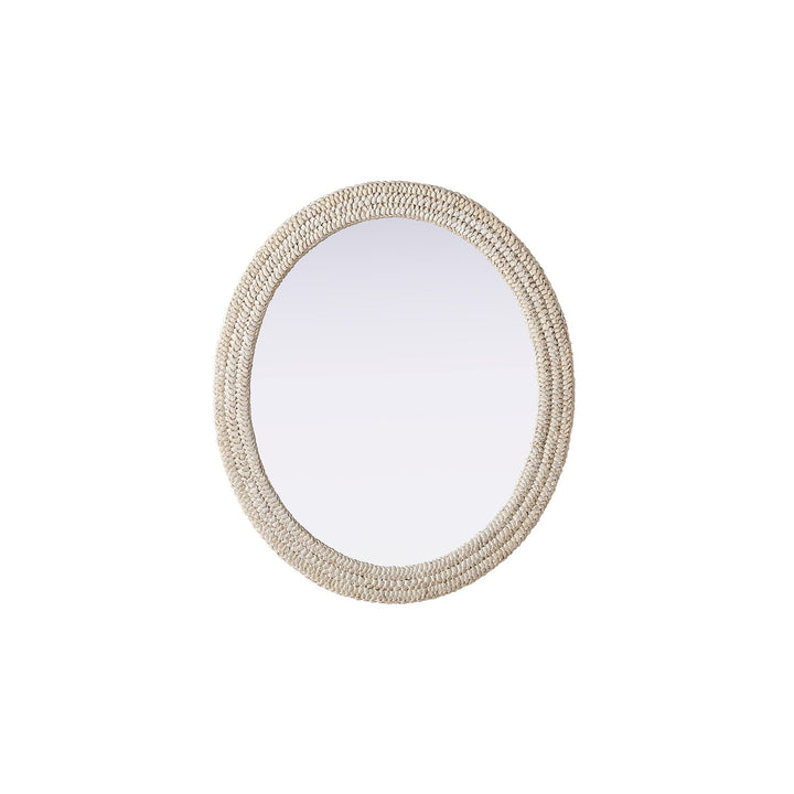 Oval Cornhusk Mirror 36X42 In Linen White - View 3 - Joshua Marshal