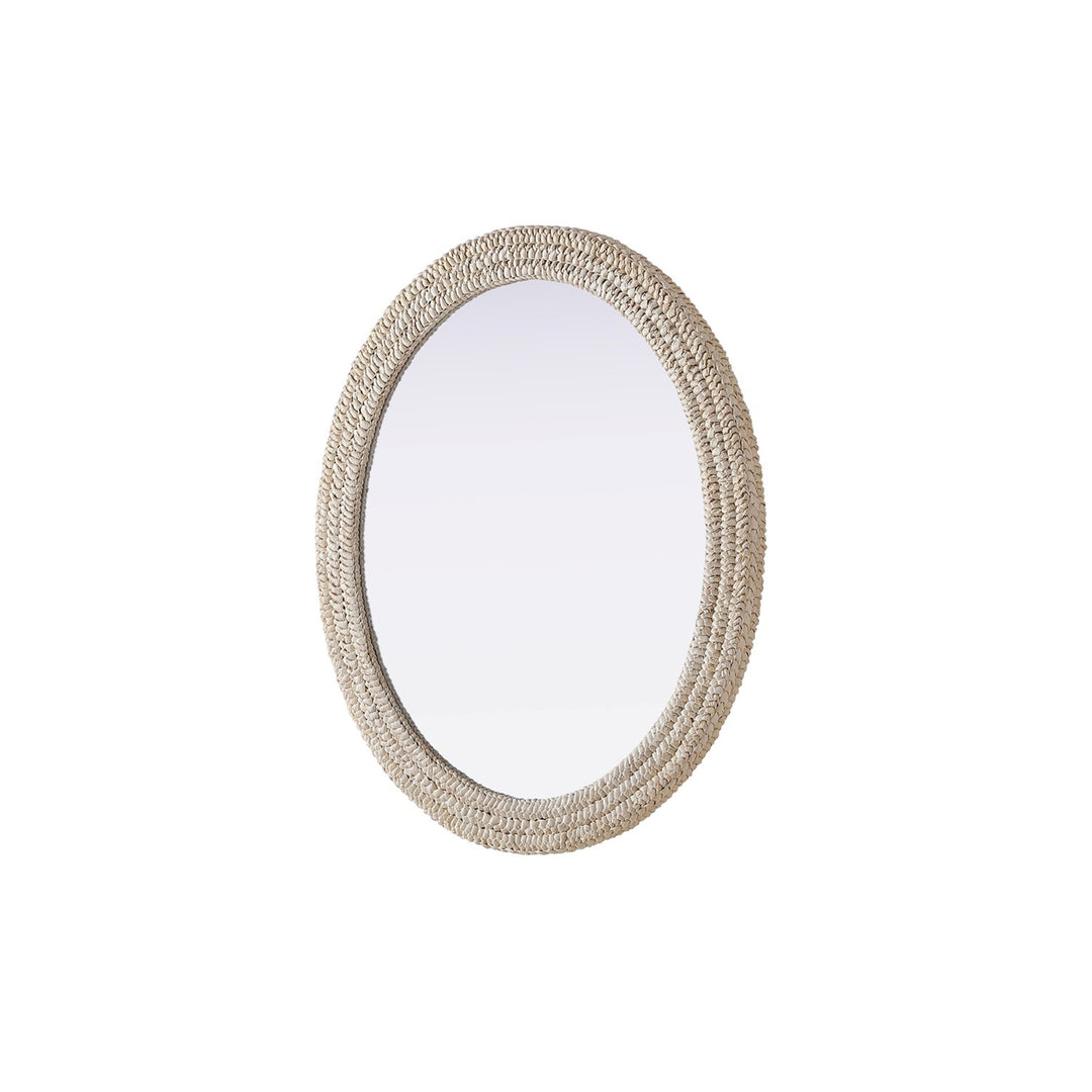 Oval Cornhusk Mirror 36X42 In Linen White - View 4 - Joshua Marshal