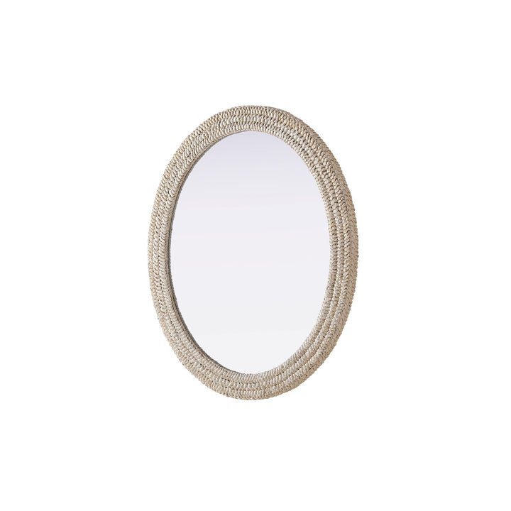 Oval Cornhusk Mirror 36X42 In Linen White - View 4 - Joshua Marshal