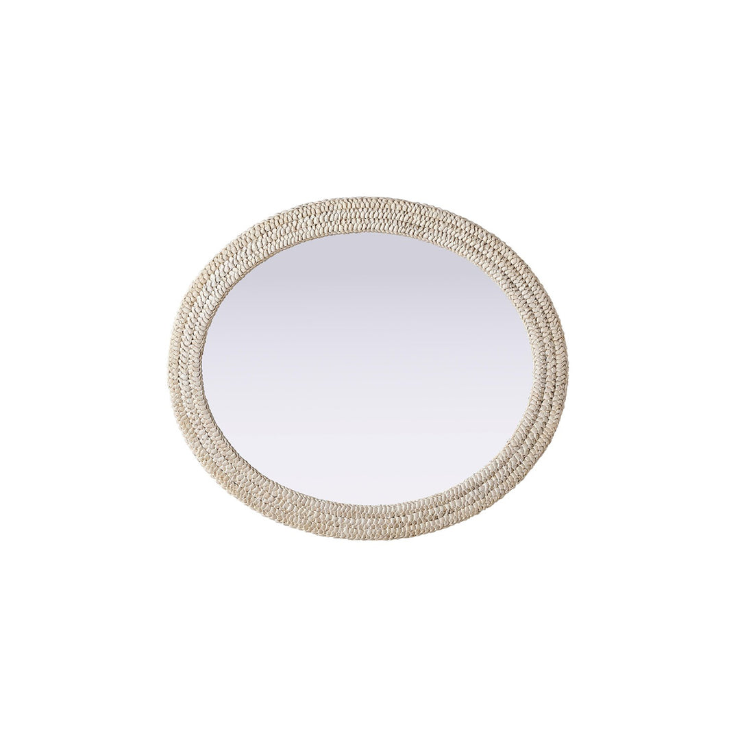 Oval Cornhusk Mirror 36X42 In Linen White - View 5 - Joshua Marshal