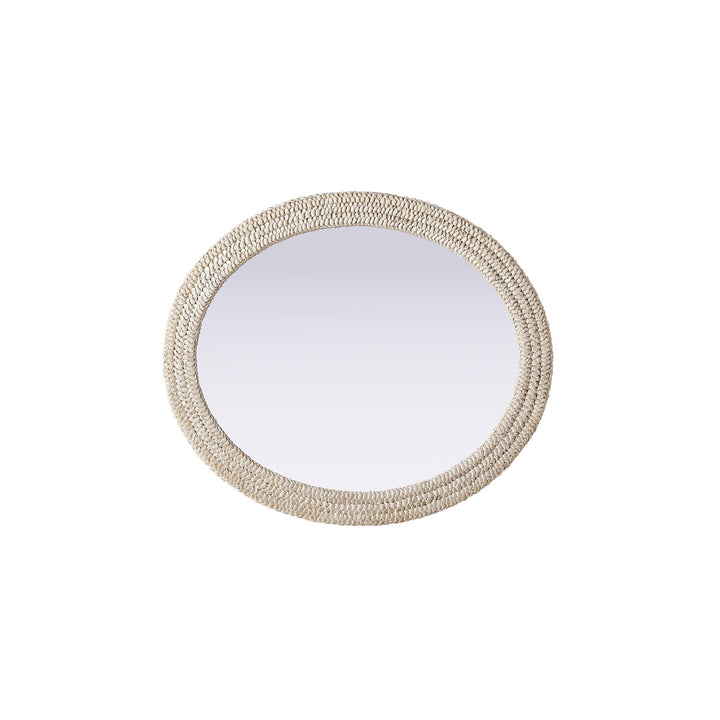 Oval Cornhusk Mirror 36X42 In Linen White - View 5 - Joshua Marshal