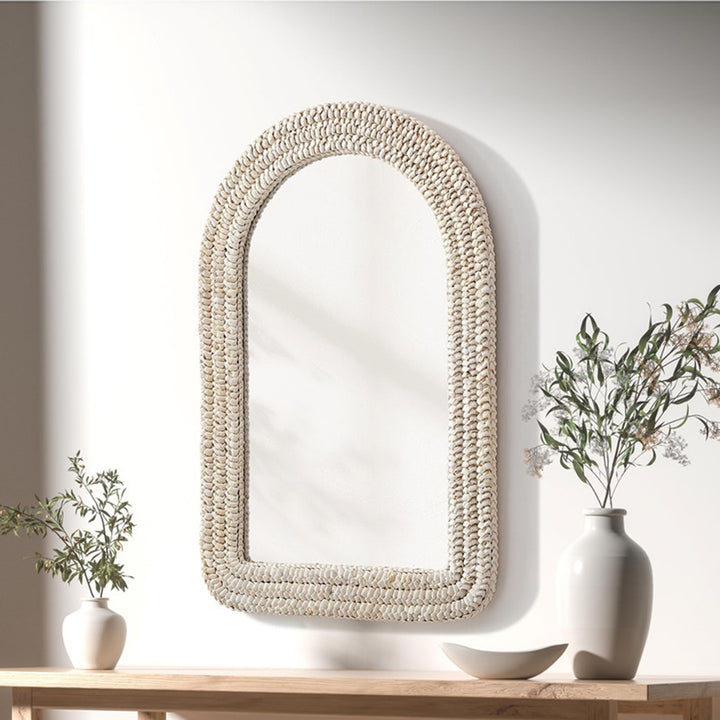 Arch Cornhusk Mirror 24X36 In Linen White Linen White Finish - DECOR by Joshua Marshal