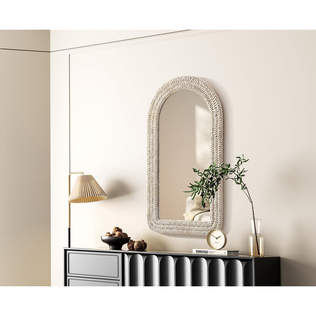 Arch Cornhusk Mirror 24X42 In Linen White - View 2 - Joshua Marshal