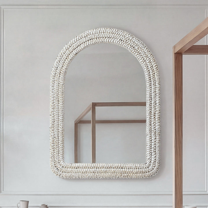 Arch Cornhusk Mirror 27X36 In Linen White Linen White Finish - DECOR by Joshua Marshal
