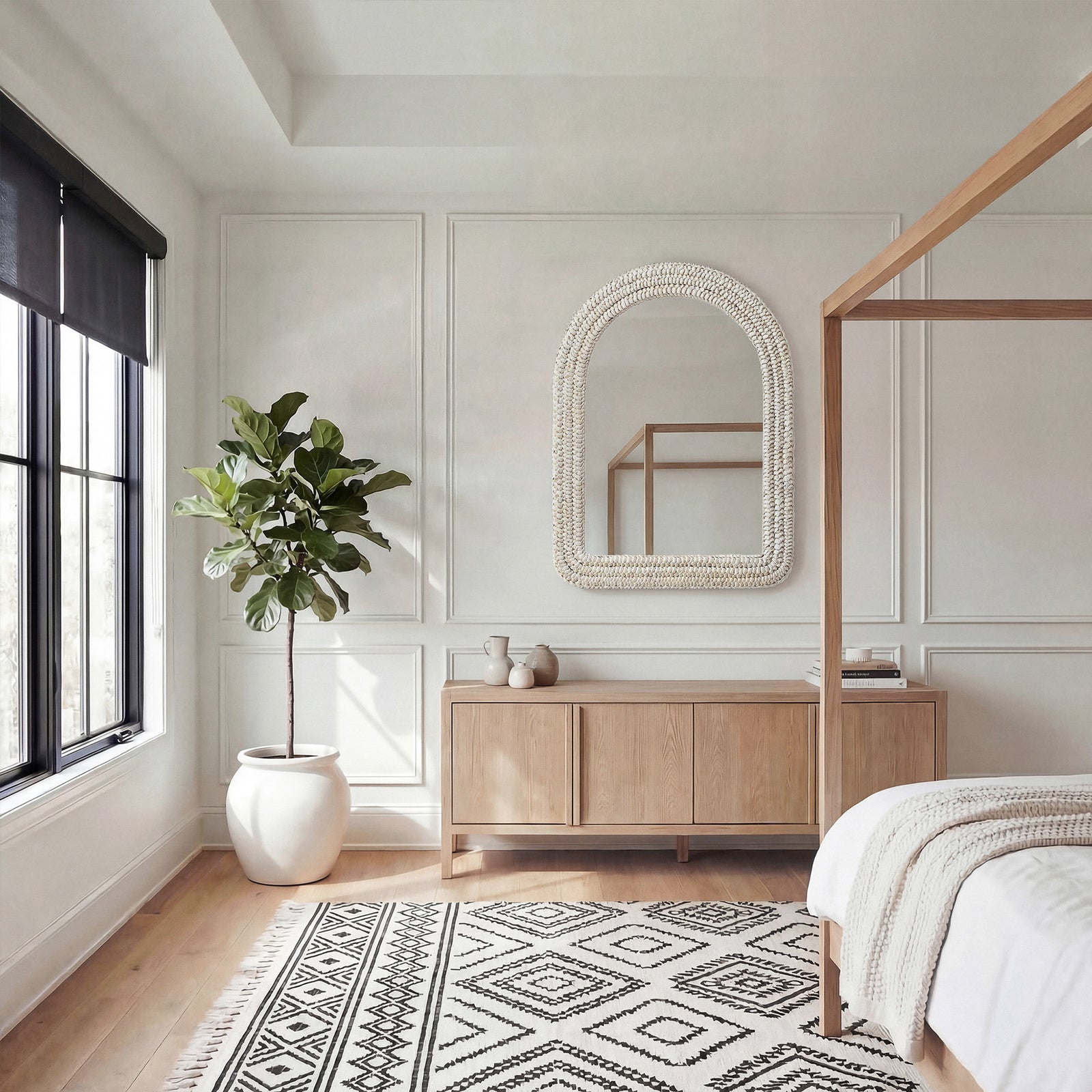 Arch Cornhusk Mirror 27X36 In Linen White - View 2 - Joshua Marshal