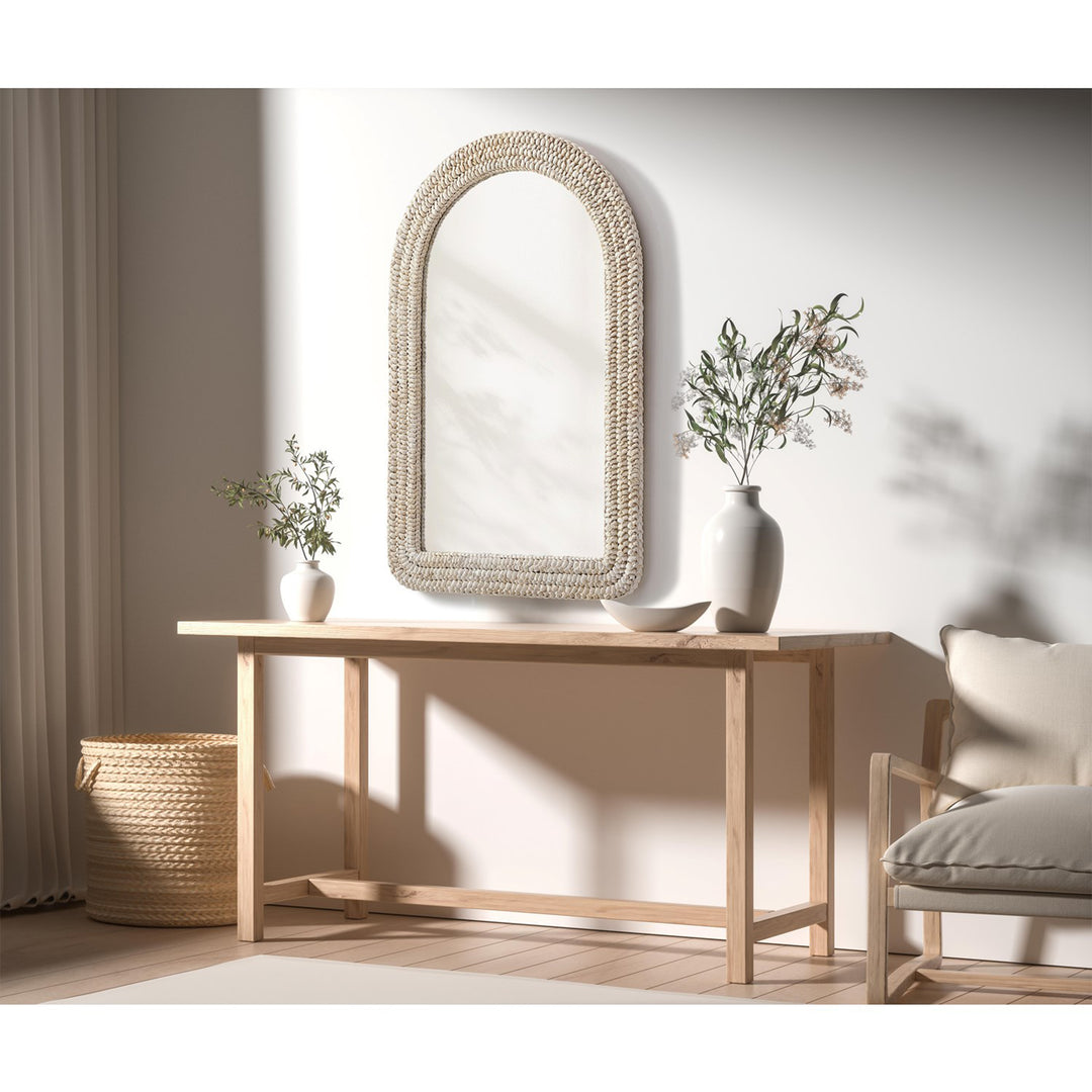 Arch Cornhusk Mirror 27X42 In Linen White - View 2 - Joshua Marshal
