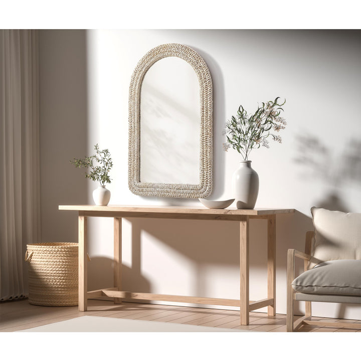 Arch Cornhusk Mirror 27X42 In Linen White - View 2 - Joshua Marshal