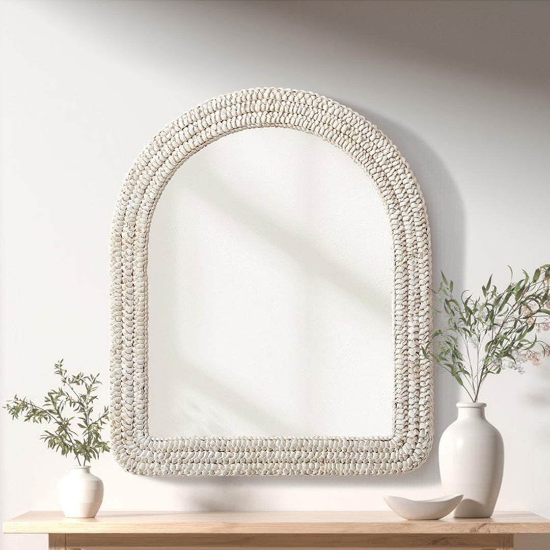 Arch Cornhusk Mirror 30X36 In Linen White Linen White Finish - DECOR by Joshua Marshal