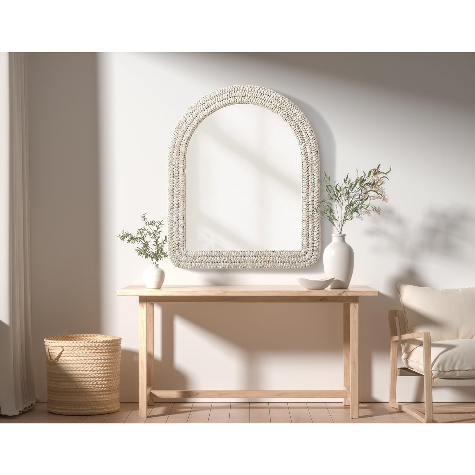 Arch Cornhusk Mirror 30X36 In Linen White - View 2 - Joshua Marshal