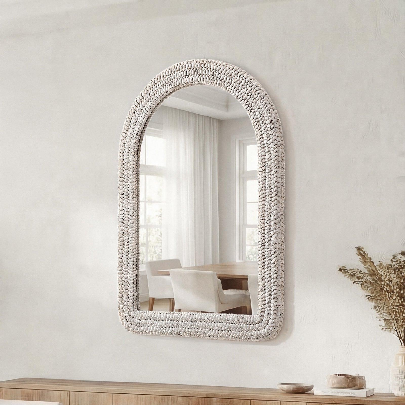 Arch Cornhusk Mirror 30X42 In Linen White Linen White Finish - DECOR by Joshua Marshal