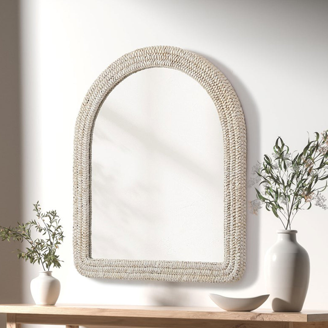 Arch Cornhusk Mirror 36X42 In Linen White Linen White Finish - DECOR by Joshua Marshal