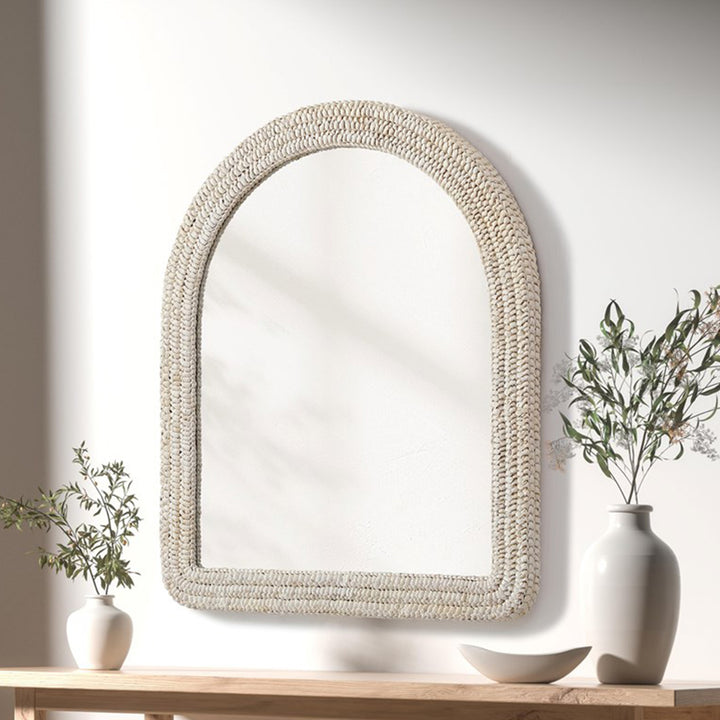 Arch Cornhusk Mirror 36X42 In Linen White Linen White Finish - DECOR by Joshua Marshal