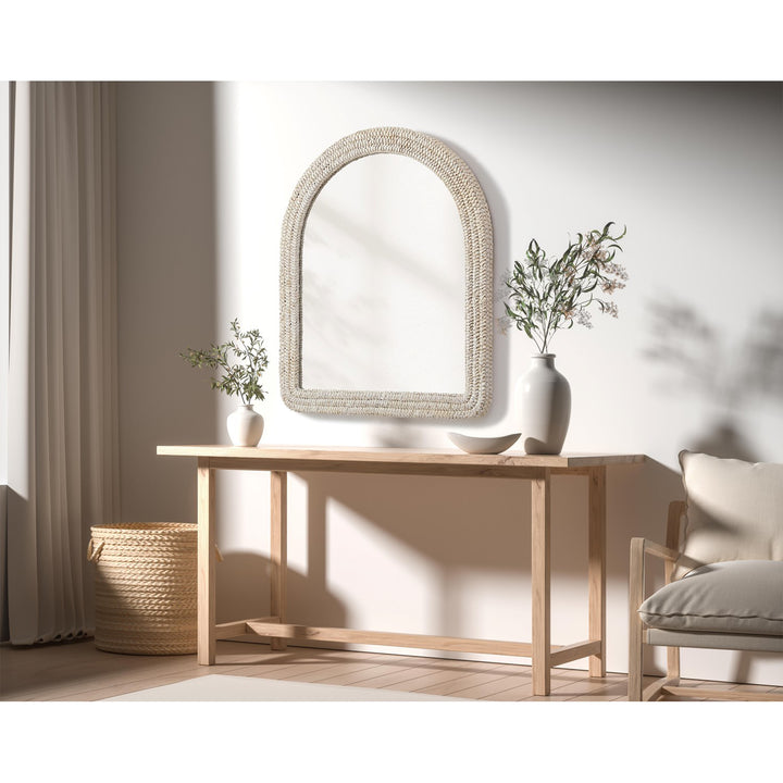 Arch Cornhusk Mirror 36X42 In Linen White - View 2 - Joshua Marshal
