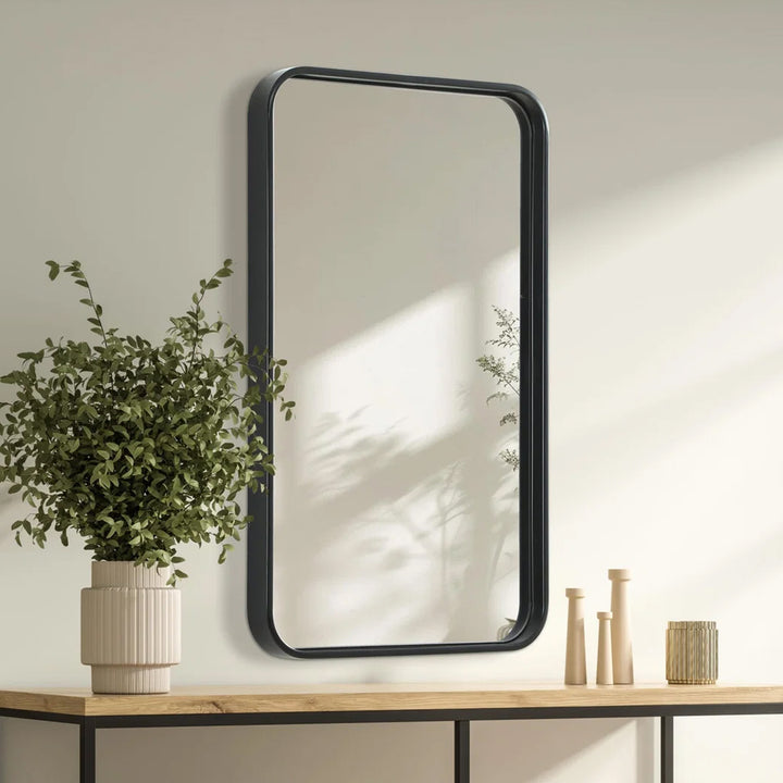 Contour Metal Rectangle Mirror 18X30 In Black Black Finish - DECOR by Joshua Marshal