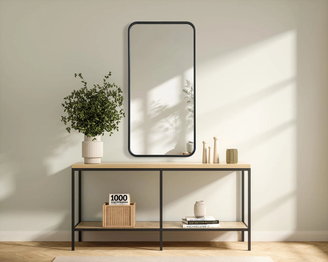 Contour Metal Rectangle Mirror 18X36 In Black - View 2 - Joshua Marshal