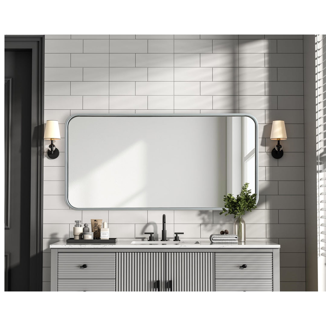 Contour Metal Rectangle Mirror 18X36 In Silver - View 2 - Joshua Marshal