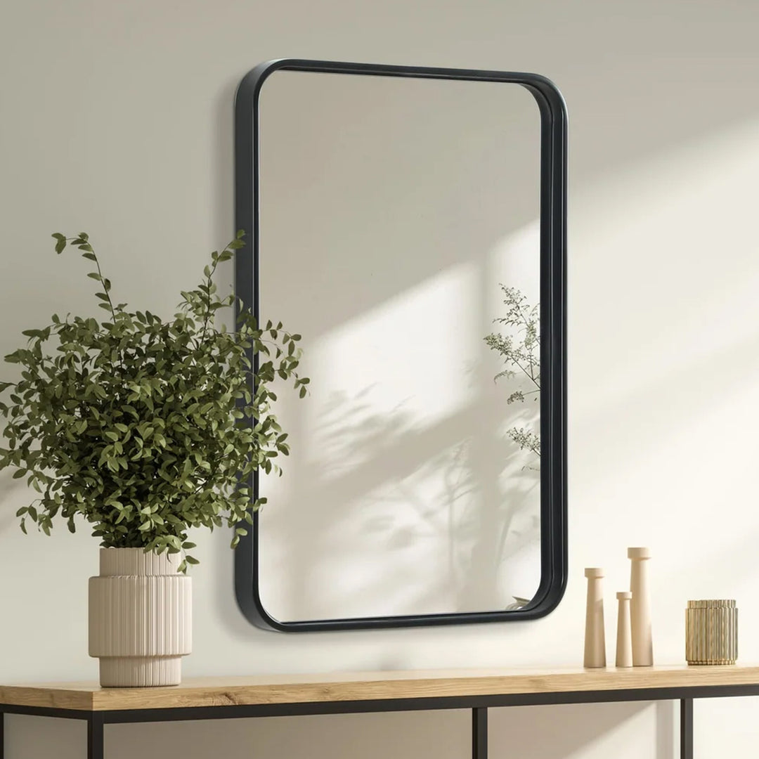 Contour Metal Rectangle Mirror 20X30 In Black Black Finish - DECOR by Joshua Marshal