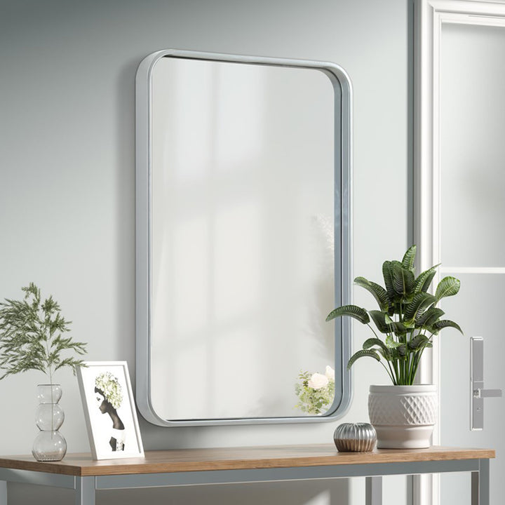 Contour Metal Rectangle Mirror 20X30 In Silver Silver Finish - DECOR by Joshua Marshal