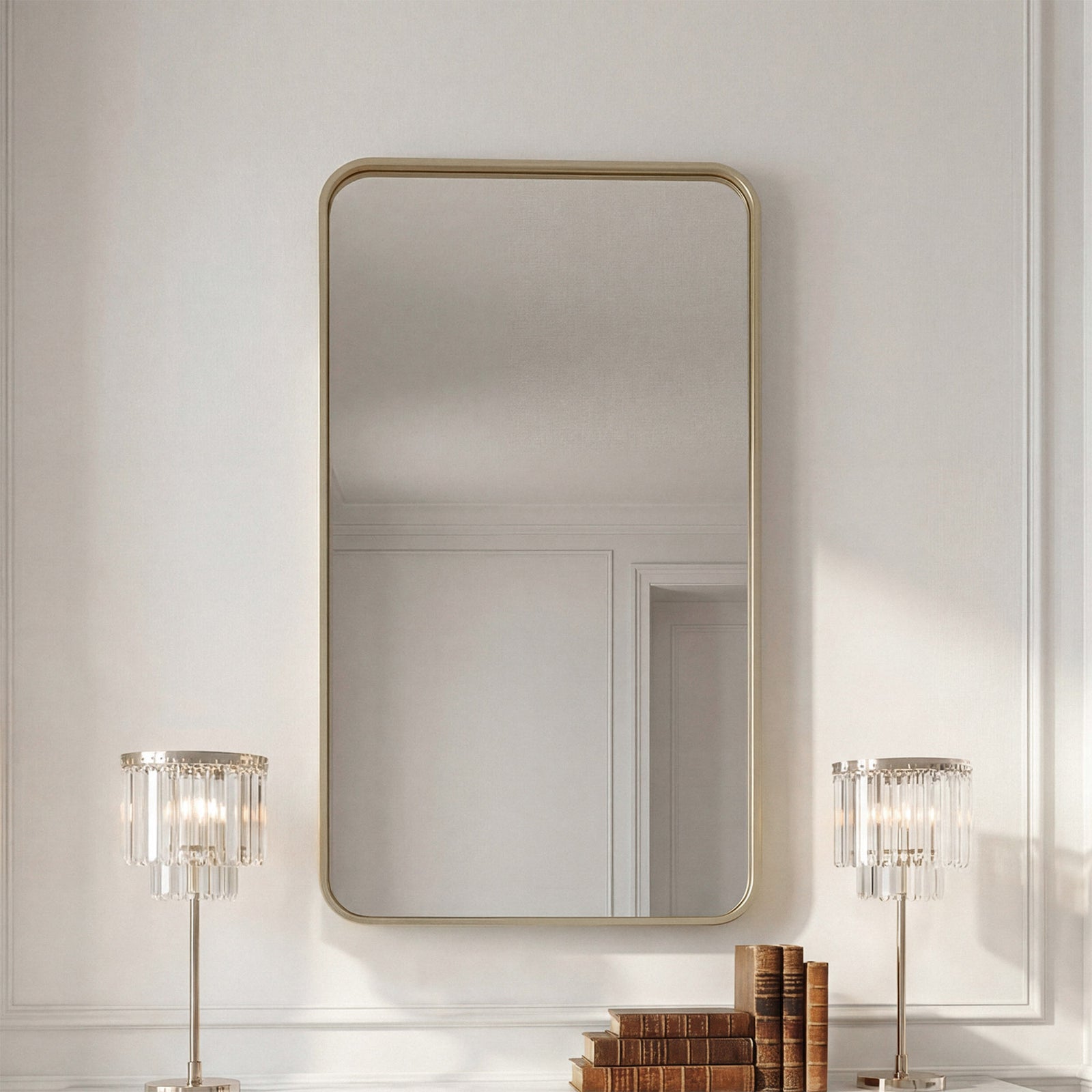 Contour Metal Rectangle Mirror 20X36 In Brass Brass Finish - DECOR by Joshua Marshal