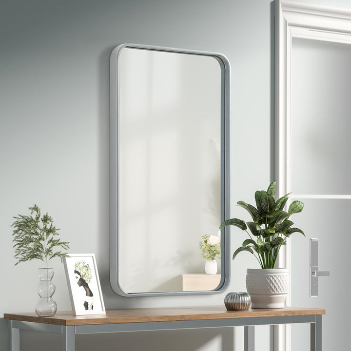 Contour Metal Rectangle Mirror 20X36 In Silver Silver Finish - DECOR by Joshua Marshal