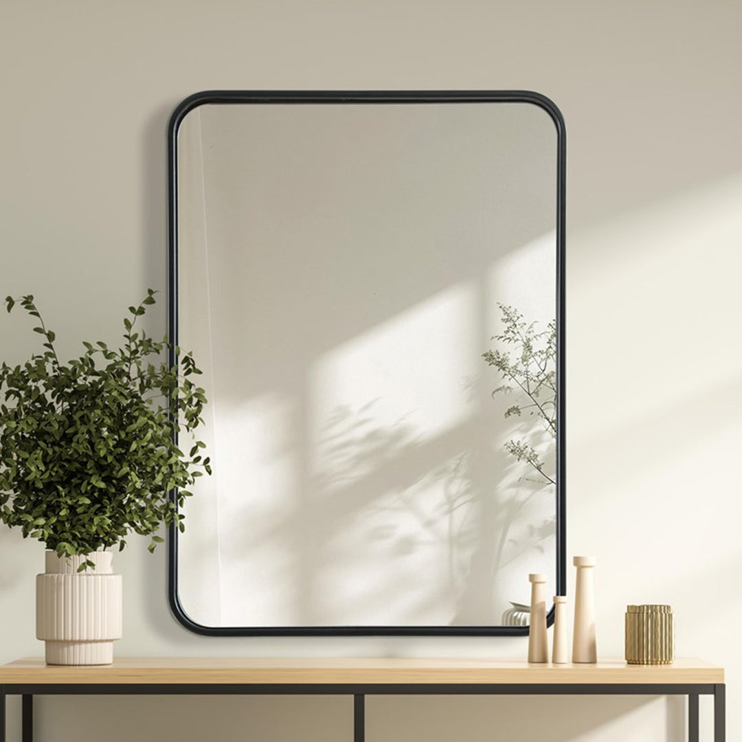 Contour Metal Rectangle Mirror 22X30 In Black Black Finish - DECOR by Joshua Marshal