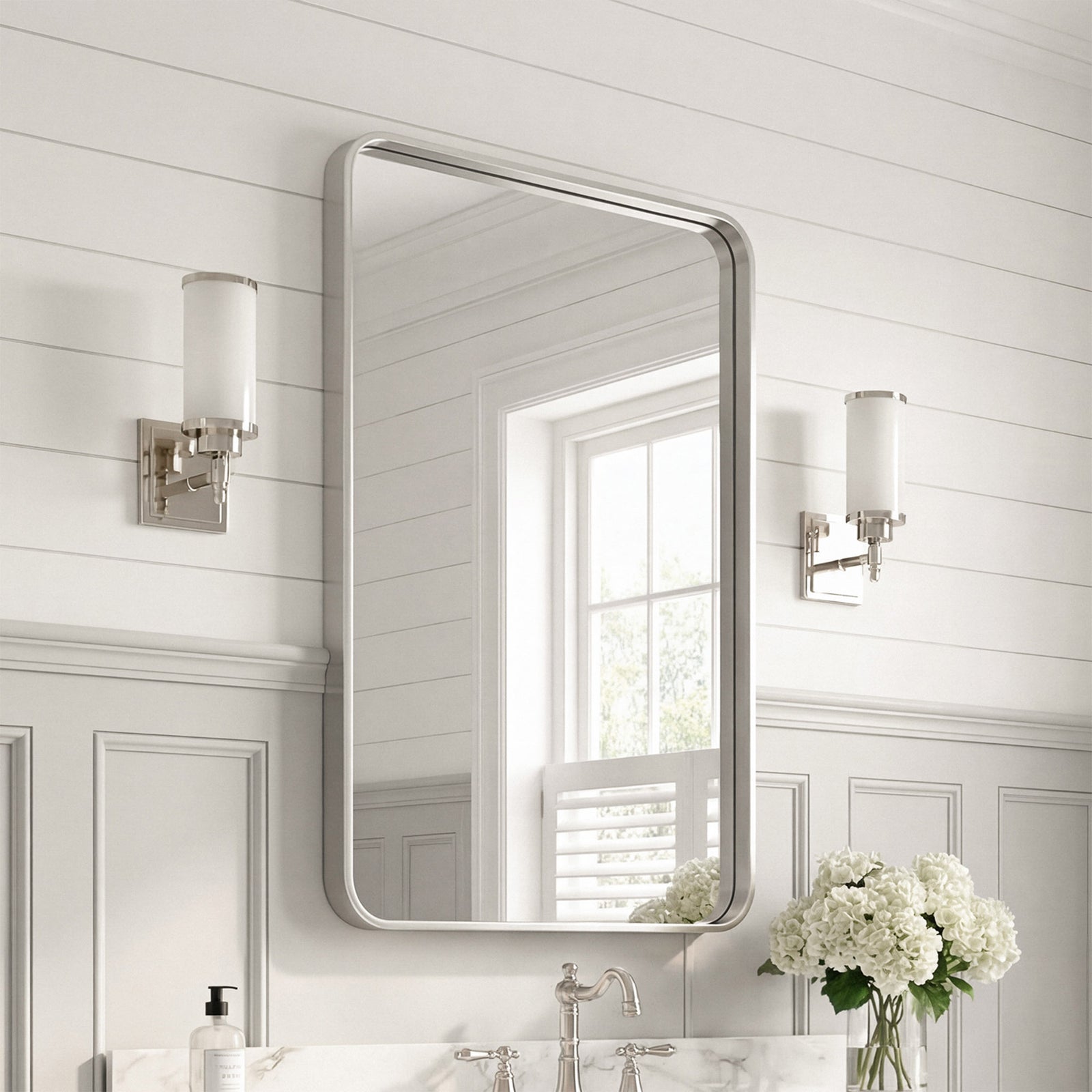 Contour Metal Rectangle Mirror 22X30 In Silver Silver Finish - DECOR by Joshua Marshal