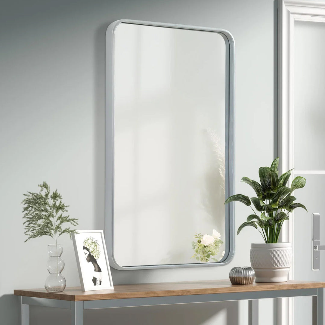 Contour Metal Rectangle Mirror 22X36 In Silver Silver Finish - DECOR by Joshua Marshal