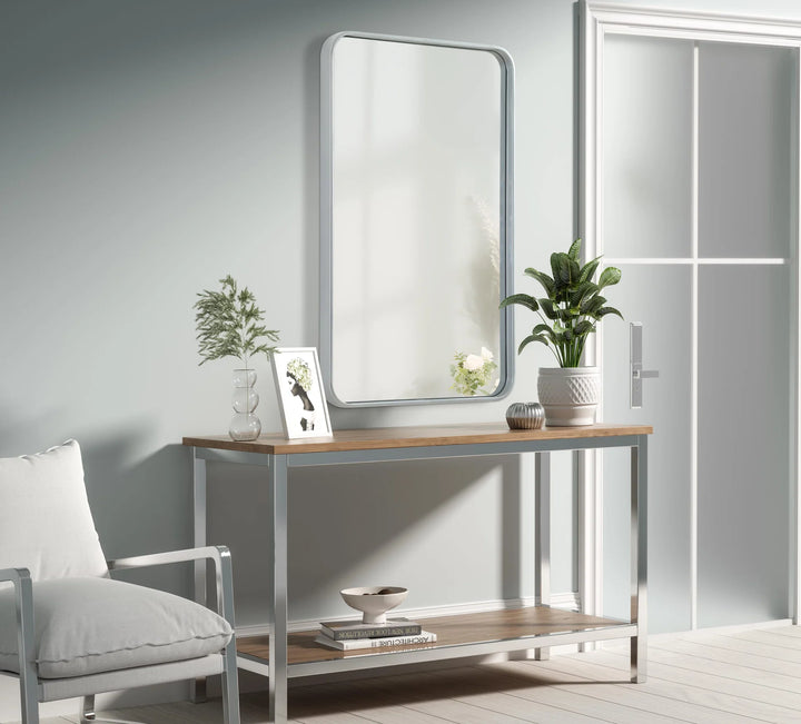 Contour Metal Rectangle Mirror 22X36 In Silver - View 2 - Joshua Marshal