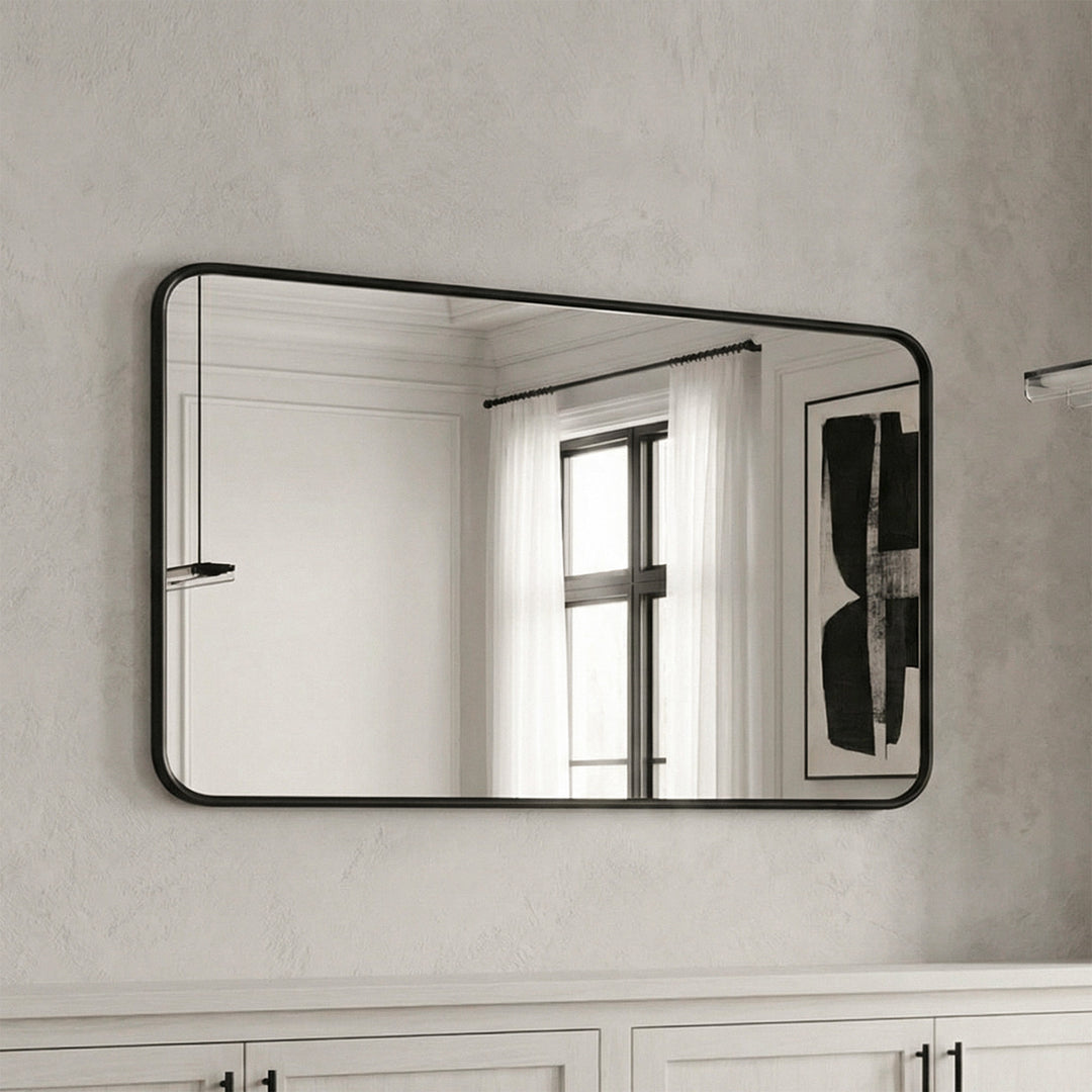 Contour Metal Rectangle Mirror 22X40 In Black Black Finish - DECOR by Joshua Marshal
