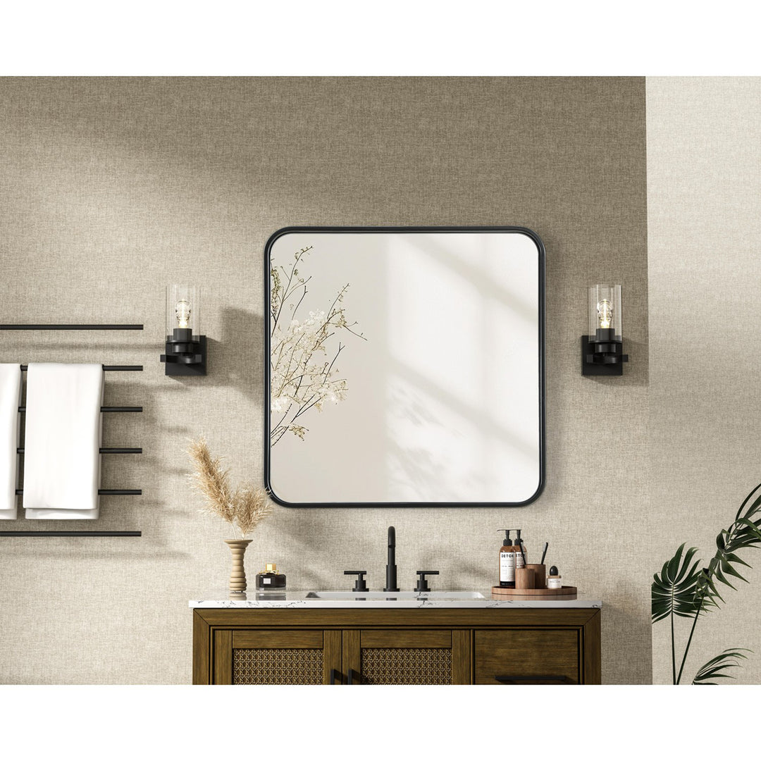 Contour Metal Square Mirror 24X24 In Black - View 2 - Joshua Marshal