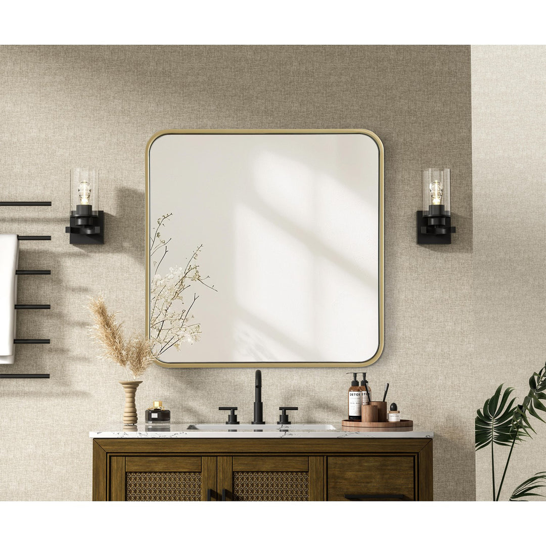 Contour Metal Square Mirror 24X24 In Brass - View 2 - Joshua Marshal